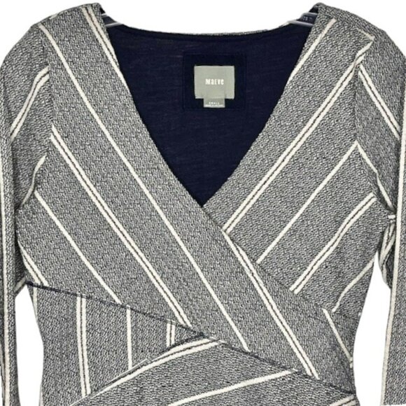 Maeve for Anthropologie Faux Wrap Top Sheath - Navy/Cream - Small - Picture 5 of 12